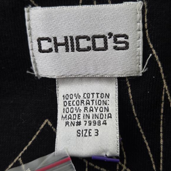 Chico's VTG Womens Bohemian Mixed Media Art to Wear Outline Top SZ XL 16 NWT - Picture 9 of 10